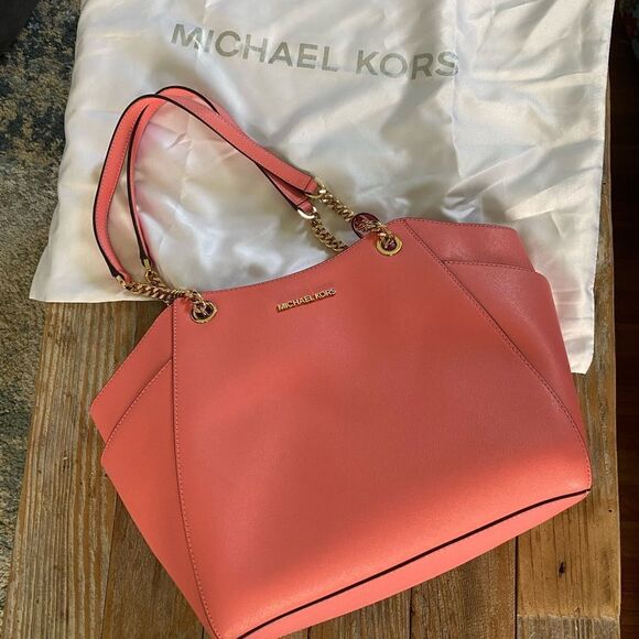 Michael Kors Jet Set Large Saffiano Leather Shoulder Bag Pink - Picture 11 of 11